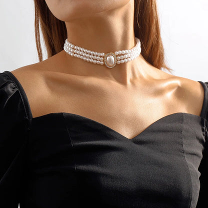 Bridal White Imitation Pearl Necklace Set
