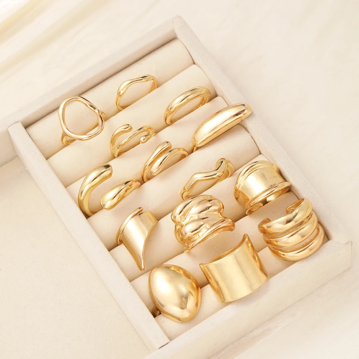 Vintage Smooth Open Rings Set