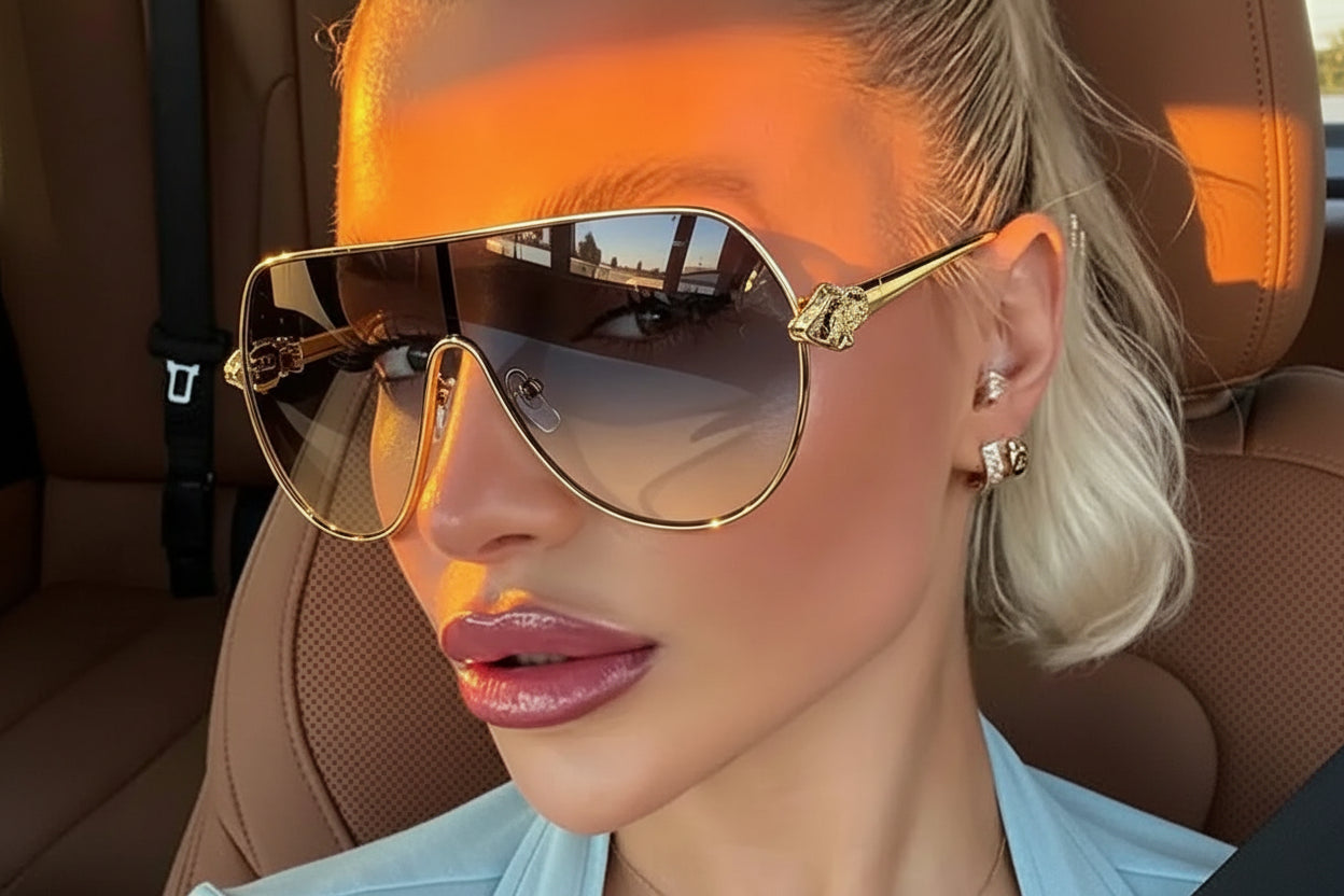 Vintage Luxury Metal Oversized Punk Sunglasses