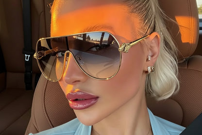 Vintage Luxury Metal Oversized Punk Sunglasses