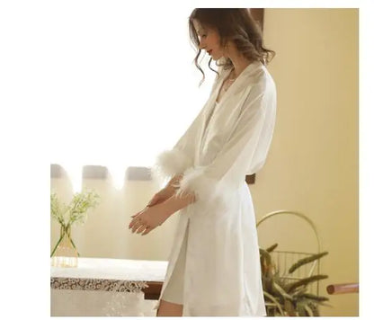 Wedding Party Bride Bridesmaid Satin Bathrobe Loose Sleepwear