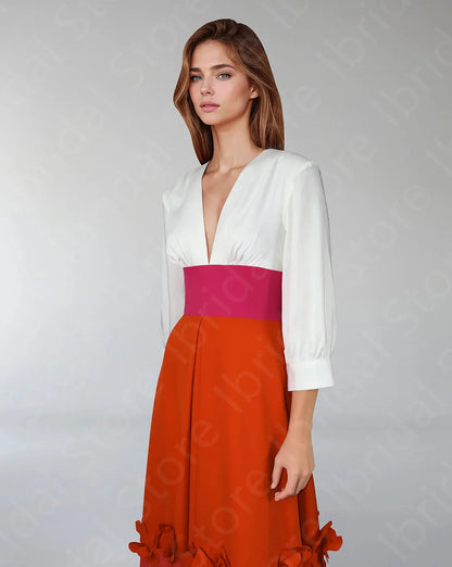 Customized Classic 3/4 Sleeves Flowers Dress