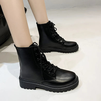 DANA Round Toe Square Cross Strap Boots