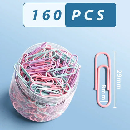 160 pcs Color paper clips office supplies paper clip large