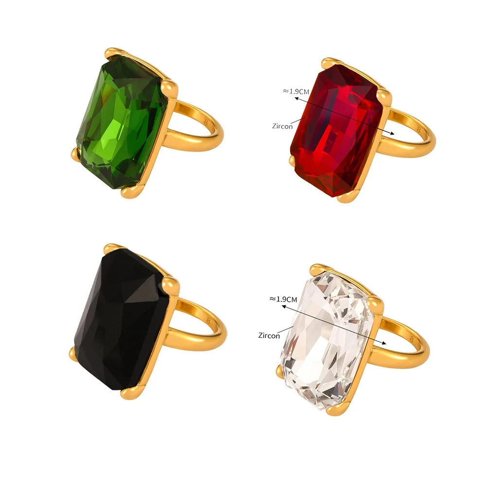 Glamour Shiny Big Zircon Stainless Steel Rings