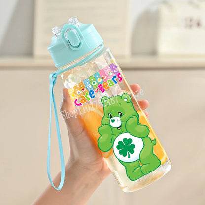 900ml Care Bears Cute Water Bottle with Straw Girls School Plastic Cup