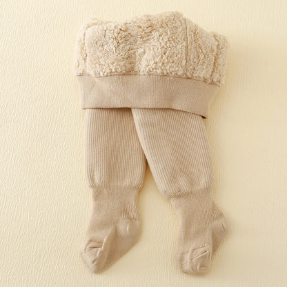 Winter Polar Fleece Lining Stripes Plus Thick Warmth Cotton Tights Toddler Leggings