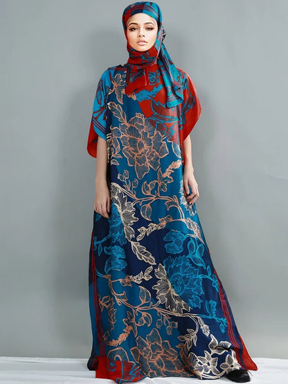Soft Muslim Silk Satin Long Robe Islam Abayas Dress