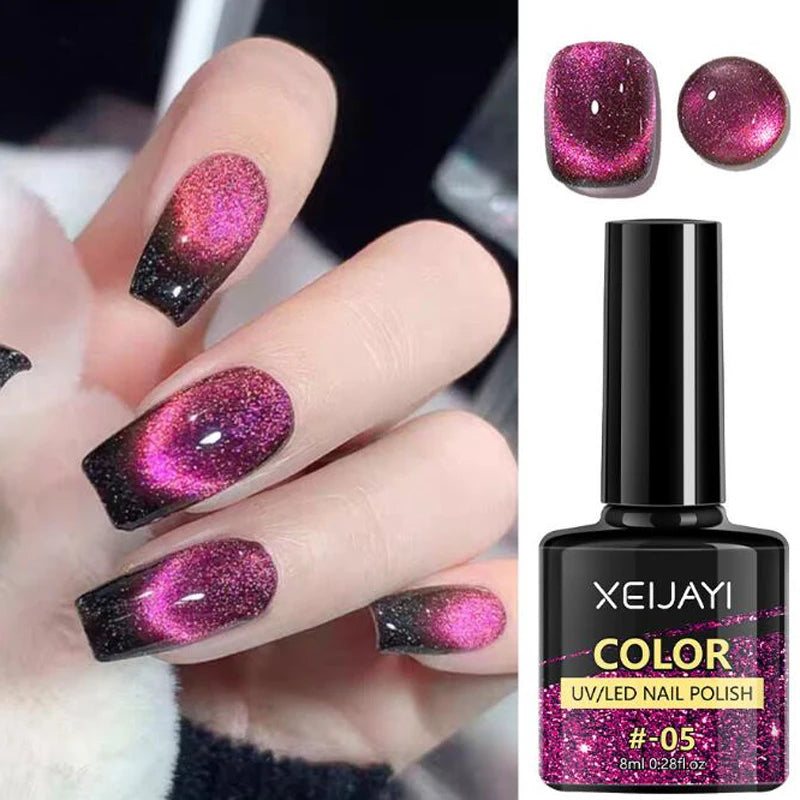 10ml/Bottle Ruby Red Cat Eye Gel Nail Polish Wine Red Cherry Dopamine Glitter Nail Gel