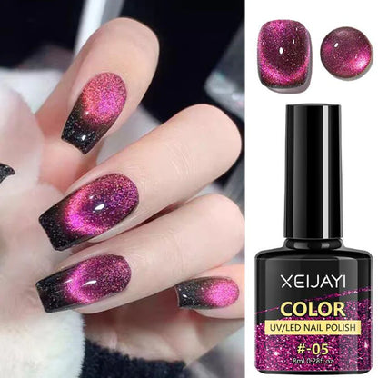 10ml/Bottle Ruby Red Cat Eye Gel Nail Polish Wine Red Cherry Dopamine Glitter Nail Gel