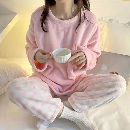 Fleece Thick Warm Pajamas Set