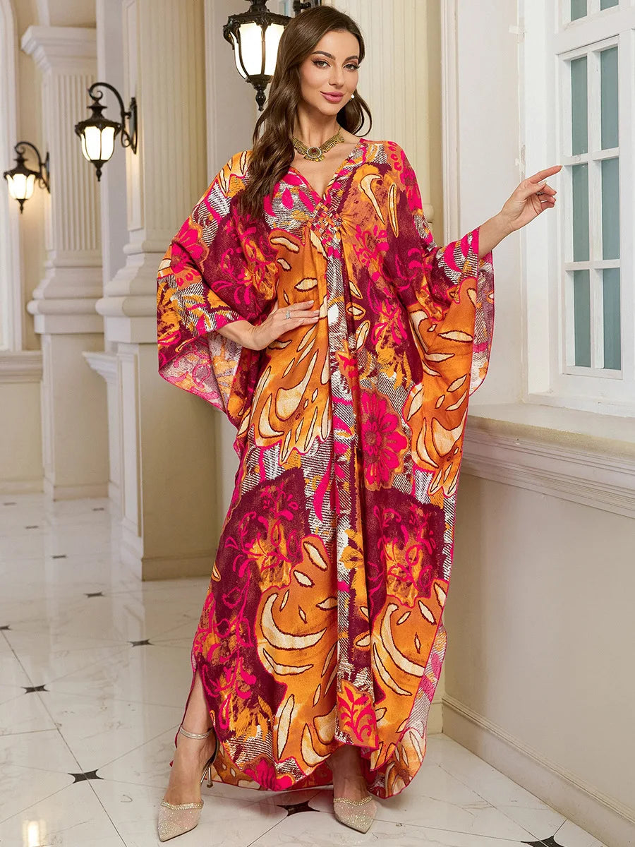 Kaftan Wave Neck Swimsuit Cover Up Caftan Dress