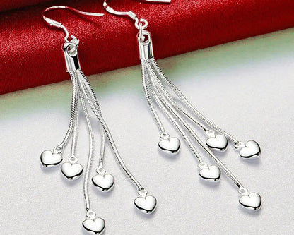 925 Sterling Silver Upper Heart Earrings