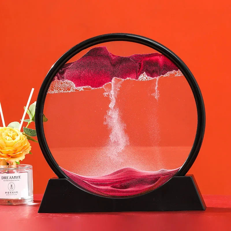 3D Moving Sand Round Glass Deep Sea Home Decoration