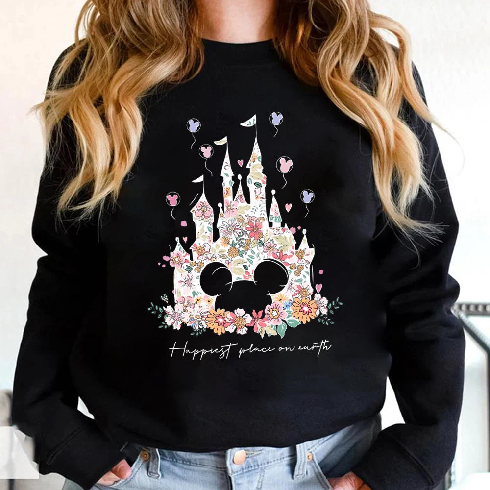 Floral Castle Vintage Castle Hoodie Happiest Place on Earth Pullover