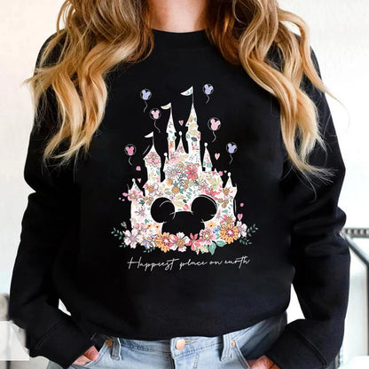 Floral Castle Vintage Castle Hoodie Happiest Place on Earth Pullover