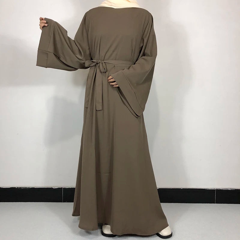 Abaya With Free Belt Muslim Dress