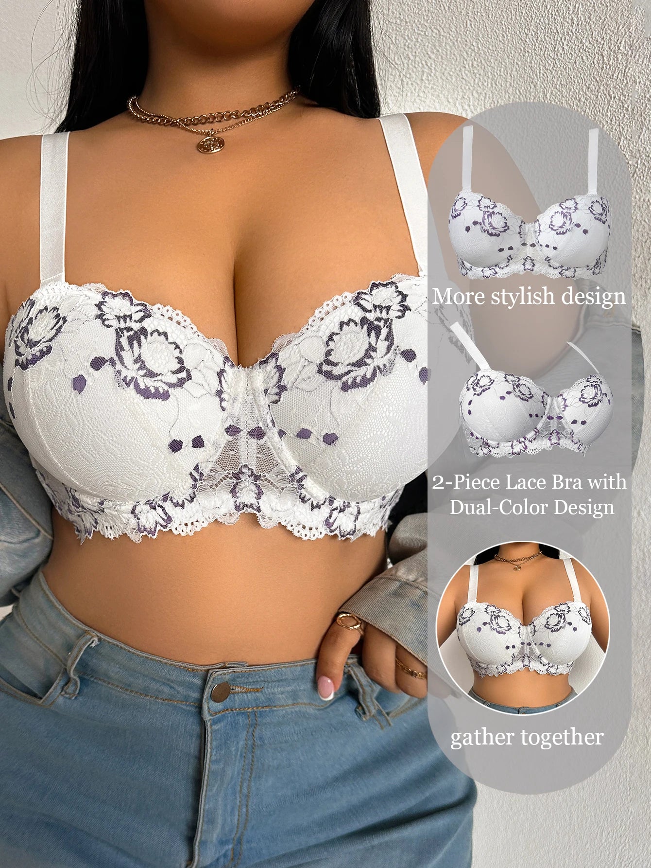 Wide Strap Plus Size Bra Lace Lingerie