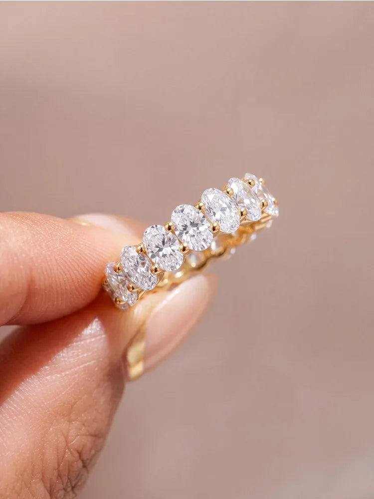 925 Sterling Silver Simplicity Classic Gorgeous Zircon Oval Ring