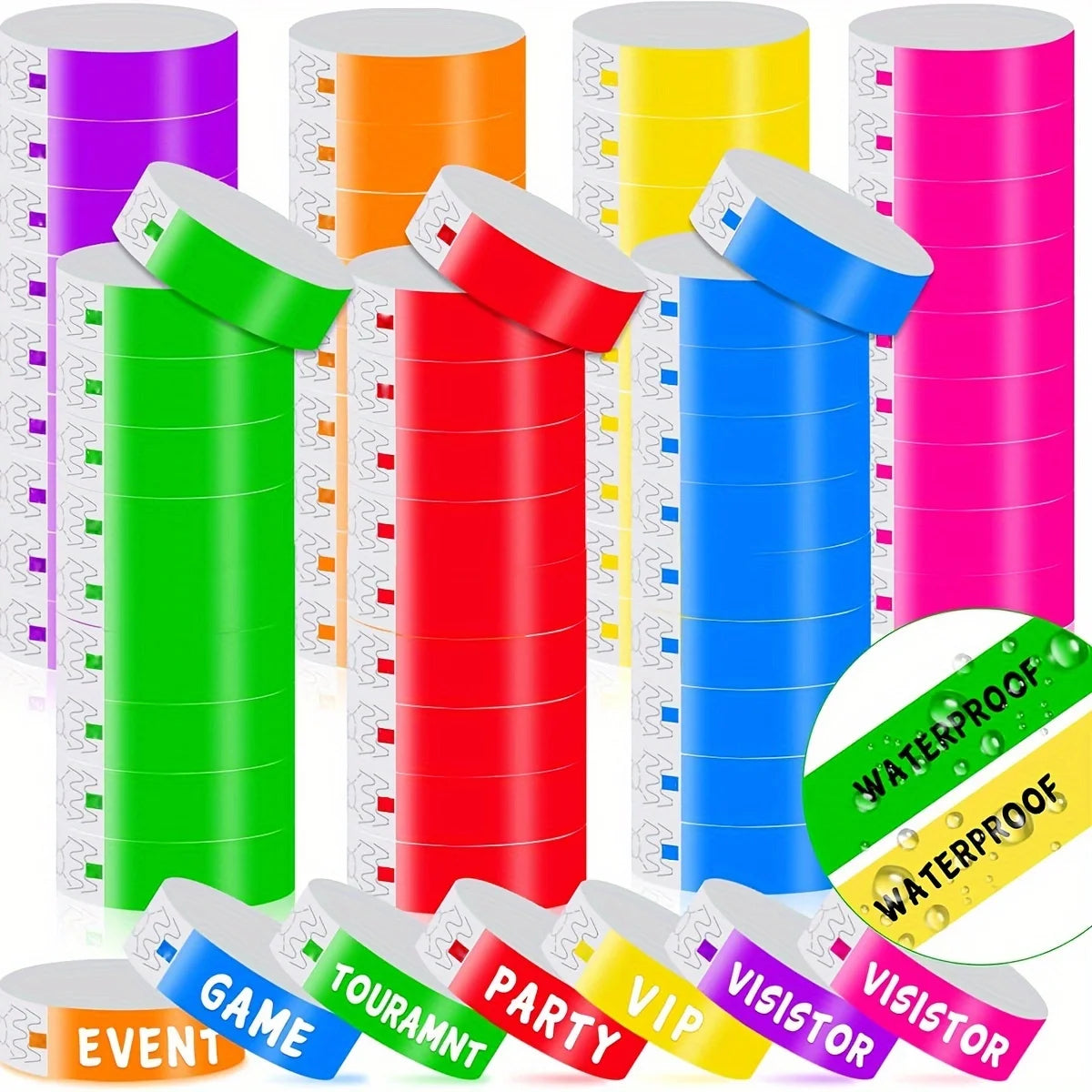 Colorful Tyvek Wristbands Waterproof Entry Identification