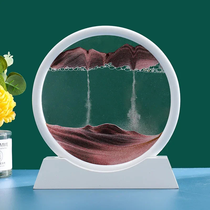 3D Moving Sand Round Glass Deep Sea Home Decoration