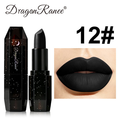 Matte Dark Purple Green Lipstick Waterproof White Black Velvet Lip Stick