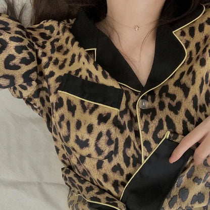 Leopard Long-Sleeved Sleepwear Pyjamas Set