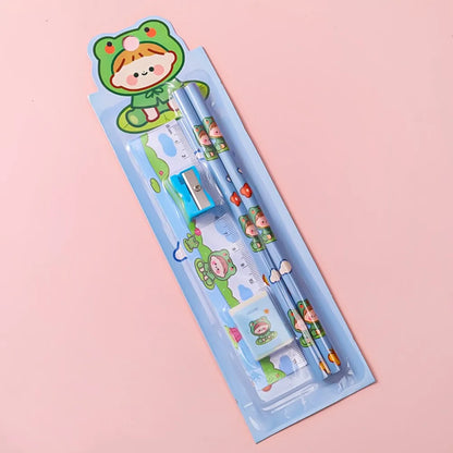 5pcs/Set Cute Cartoon Pencil Stationery Set