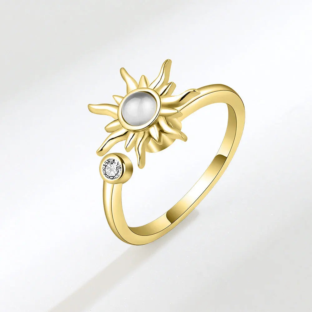 DANA 925 Silver Sunflower Diamond Zircon Ring