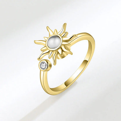 DANA 925 Silver Sunflower Diamond Zircon Ring
