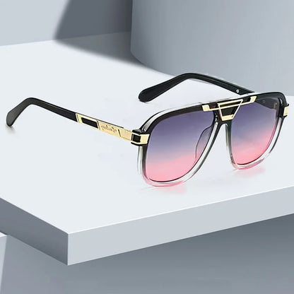 Large Frame Gradient Color Metal Decorative Sunglasses