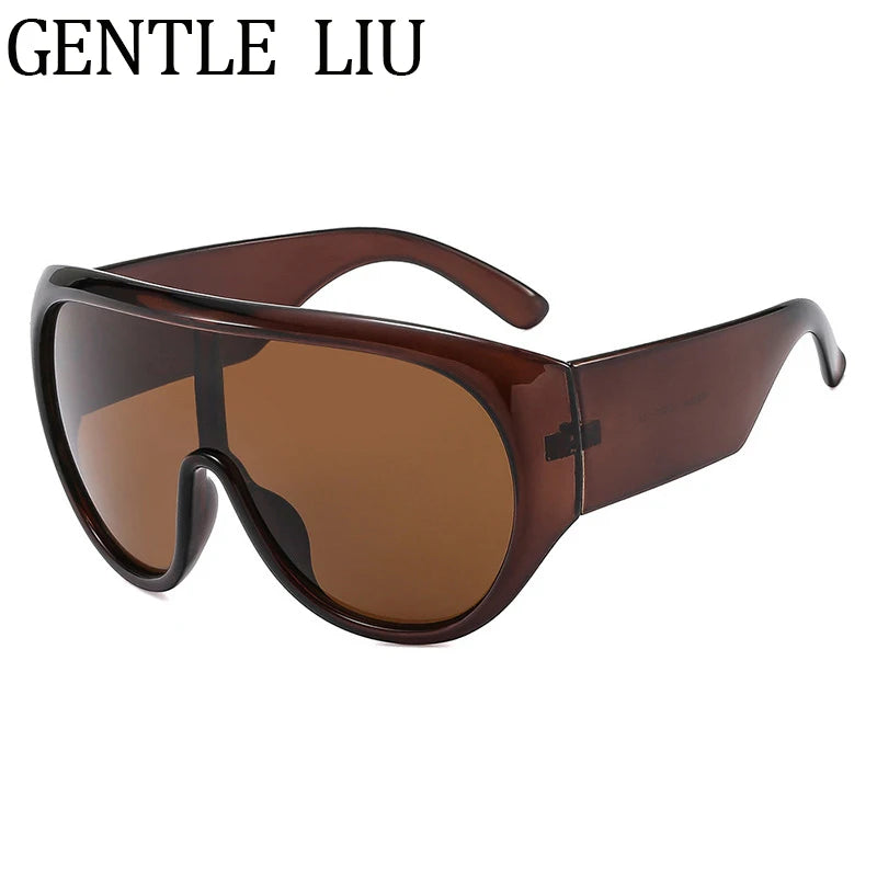Oversized Shield Mask Steampunk Big Frame Sunglasses
