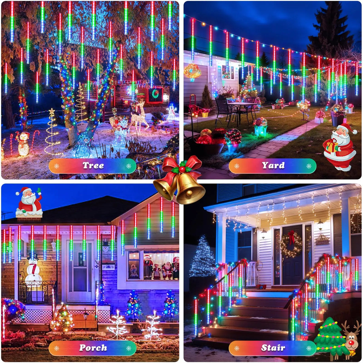 Solar LED Meteor Shower Light String Outdoor Waterproof Fairy Garden Light