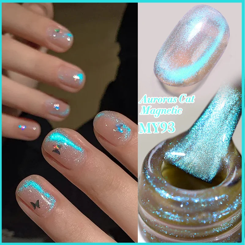 Sparkling Glass Bead Cat Magnetic Gel Nail Polish