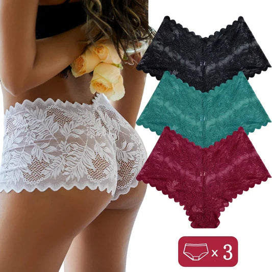 Sexy Lace Panties Floral Leaves Transparent Lingerie