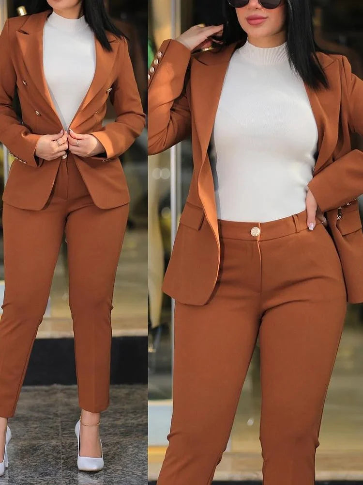 Slim Fit Business Double Breasted Outfit Set
