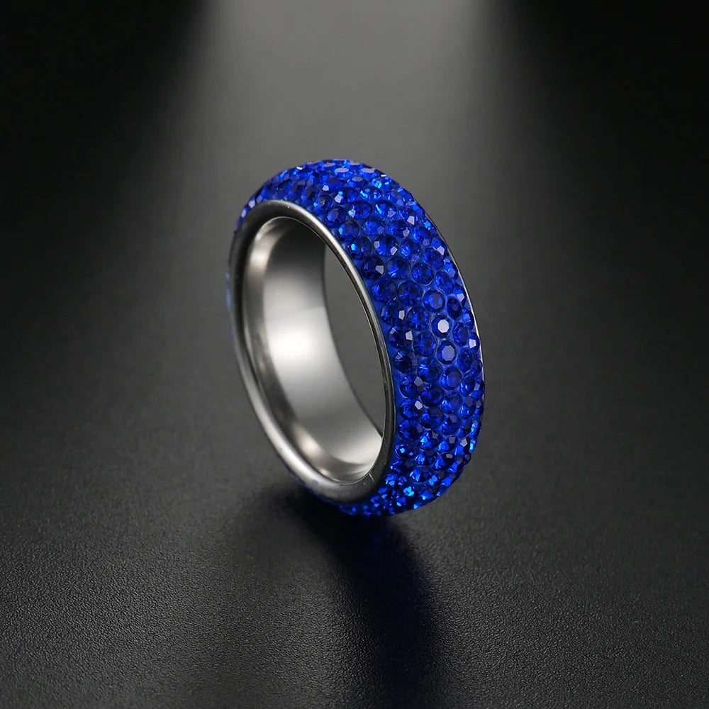 Blue Black Red Clear Crystal Ring