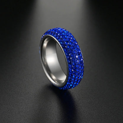 Blue Black Red Clear Crystal Ring