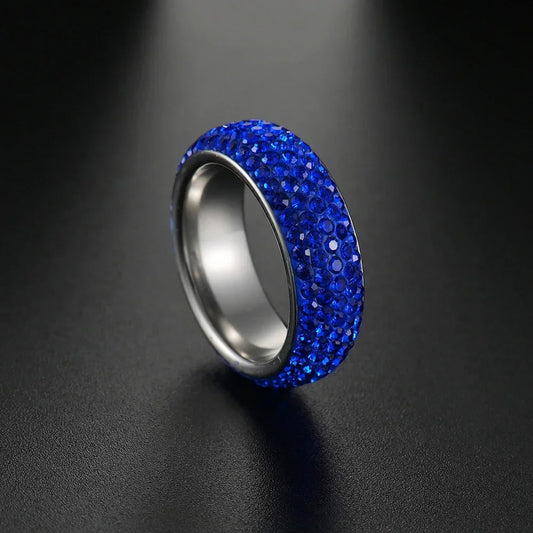 Blue Black Red Clear Crystal Ring