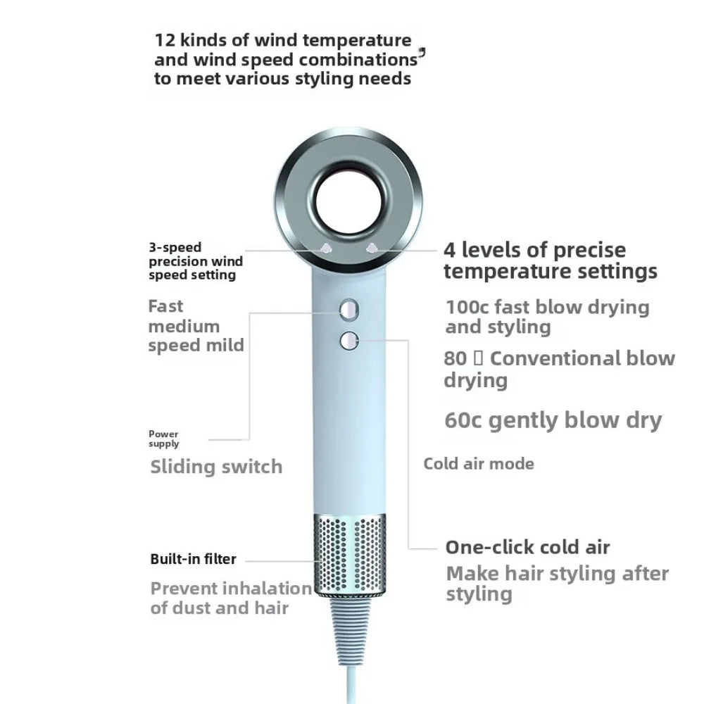 Anion 5 in 1 Professional Hair Dryer Bladeless Temperature Control Lightweight