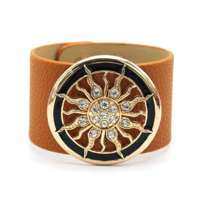 Leather Wide Circle Buckle Bracelet
