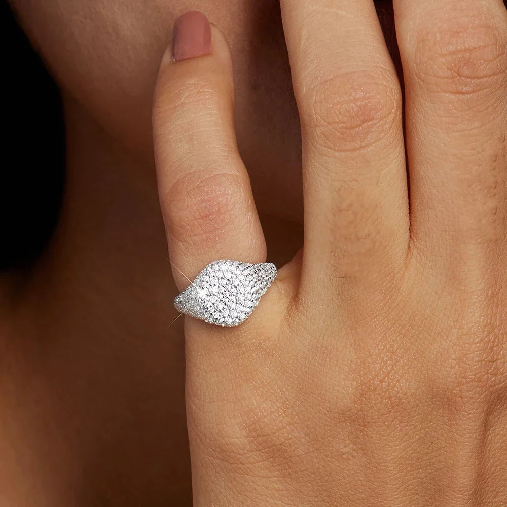 Hip Hop Style 925 Silver Plated Full Zircon Diamond Exquisite Rings