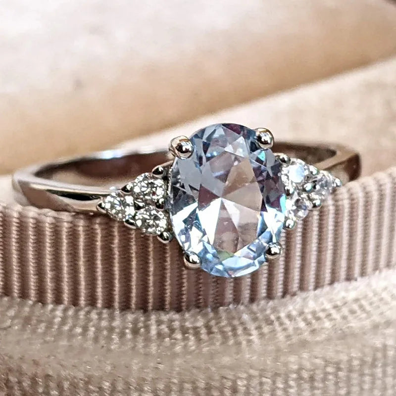 خواتم فضية عيار 925 مرصعة بأحجار الزركون الأحمر متعددة الألوان