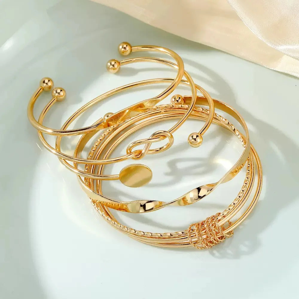 5 pieces spiral geometric adjustable bracelets