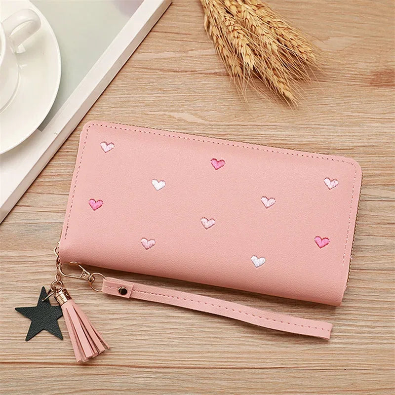 Long Luxury Love Heart Card Holder Wallet