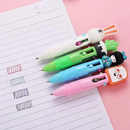 1-30Pcs Cute Pet Cartoon Four-Color Ballpoint Pen