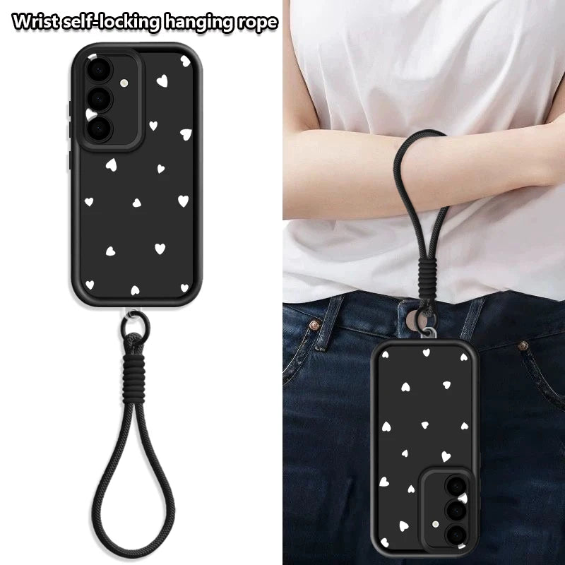 Simple Love Patterned Lanyard Phone Case For Samsung Galaxy Soft Strap Cover