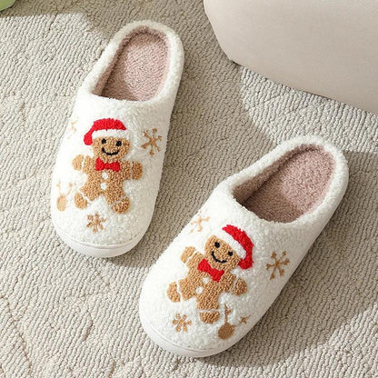 Christmas Cute Gingerbread Winter Warm Slippers