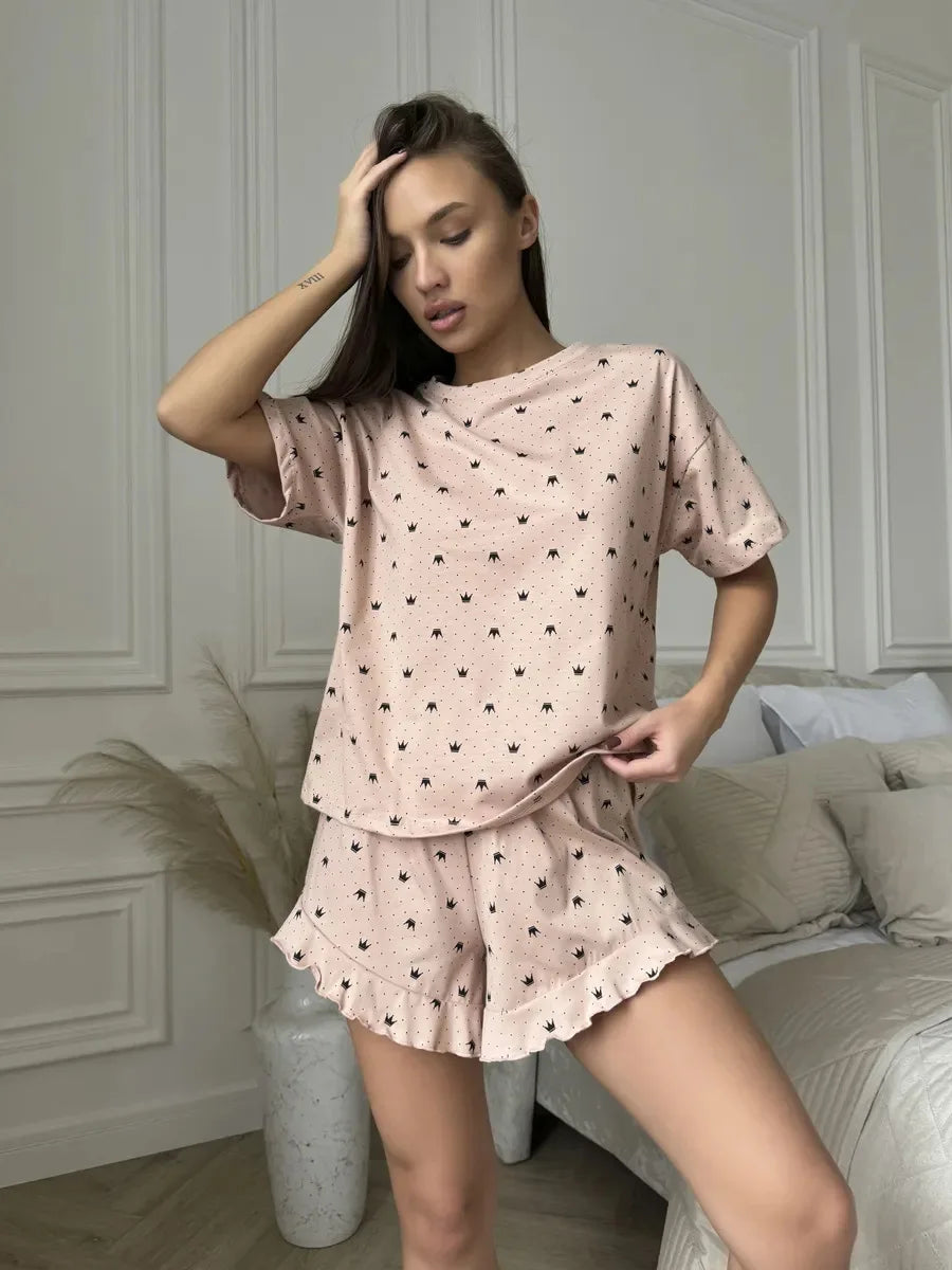 Sleeping Wear Short Sleeve Sleepwear Pajamas Set