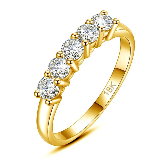 18K Gold Moissanite 5 Stone Rings